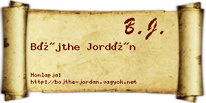 Bőjthe Jordán névjegykártya